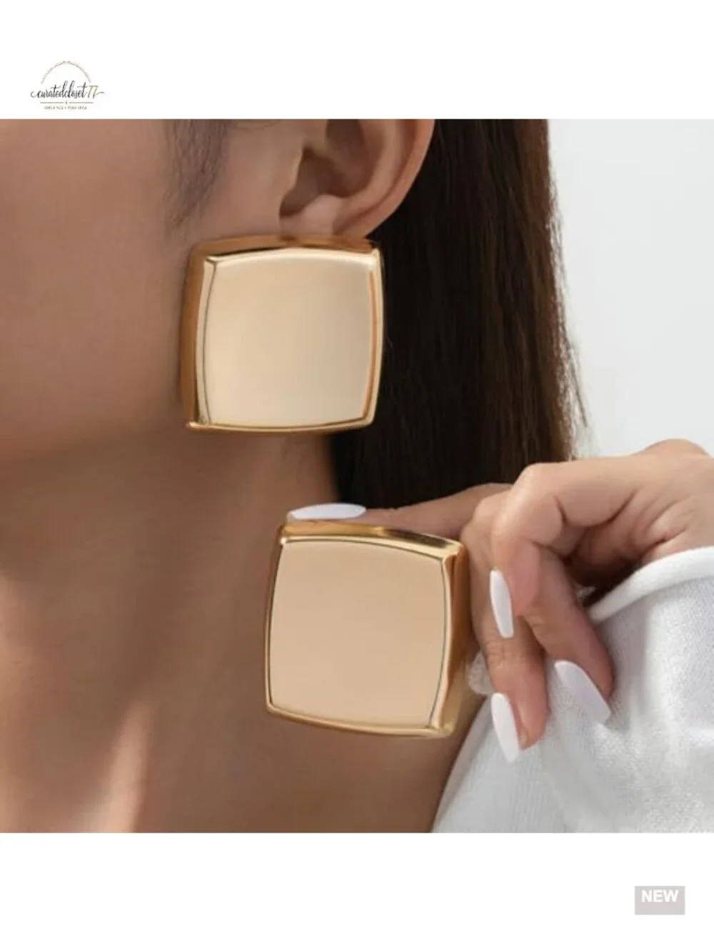 Statement Chunky Gold Earrings Women Irregular Geometric Large Stud